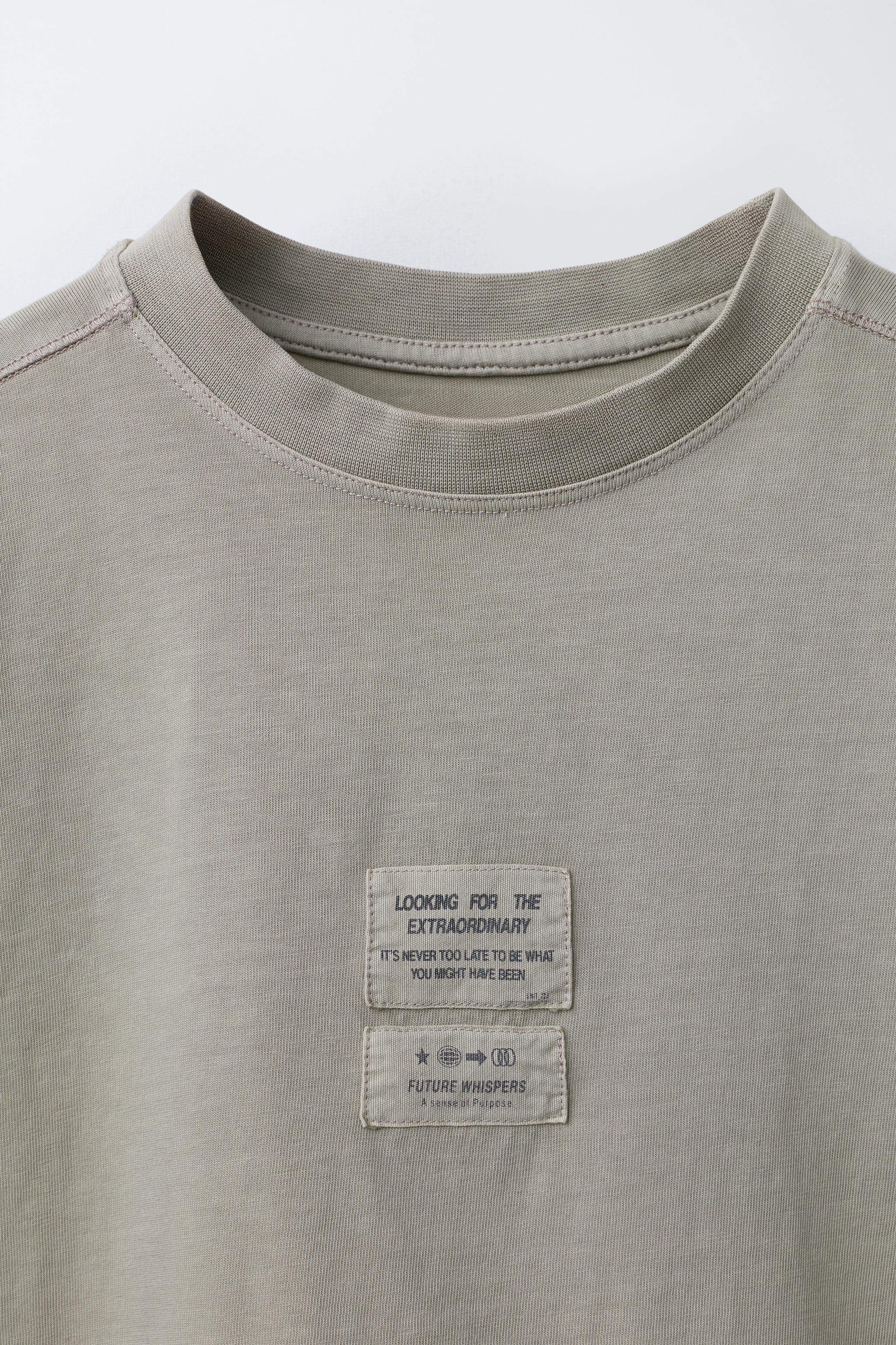 WASHED EFFECT LABEL T-SHIRT